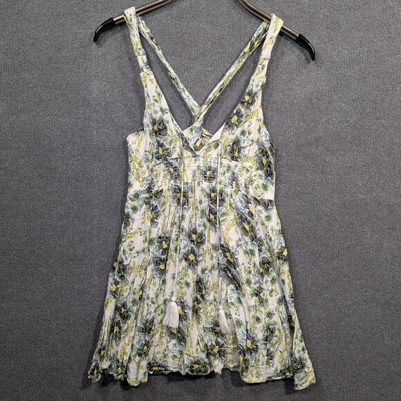 Free People Mini Dress Womens Small Washed Ashore Halter Lined Twist Back Tank - Picture 1 of 11